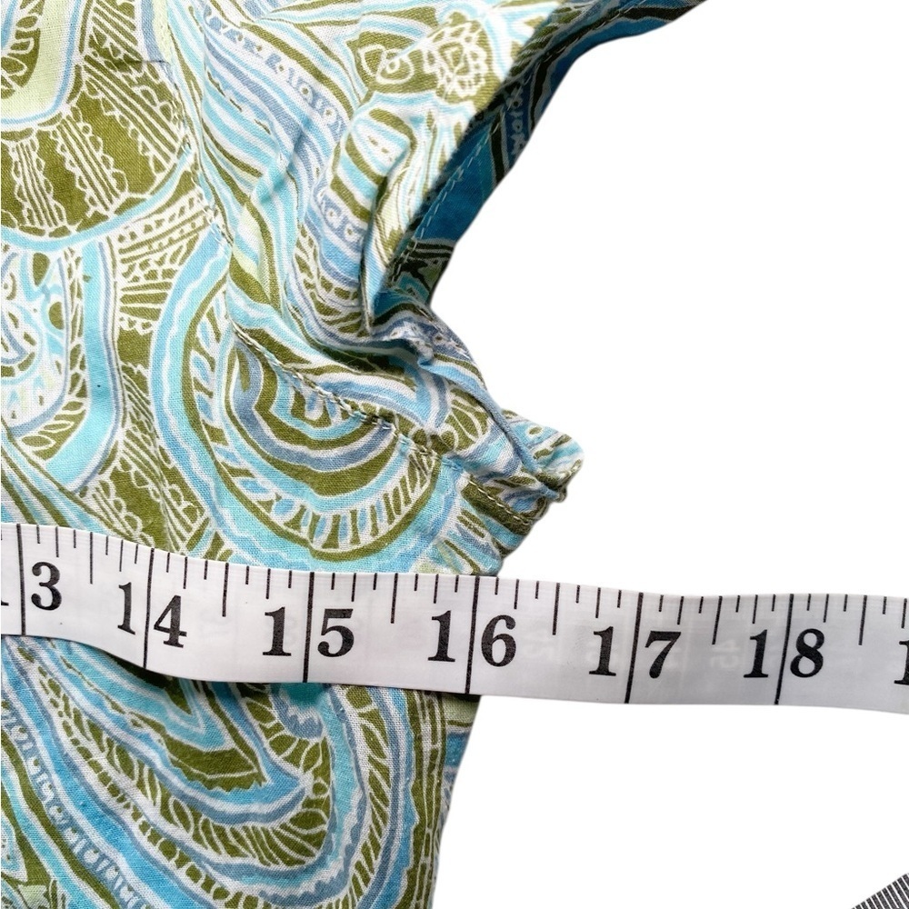 Dorothee Bis Paisley Print Green and Blue Women's Top - Picture 10 of 15